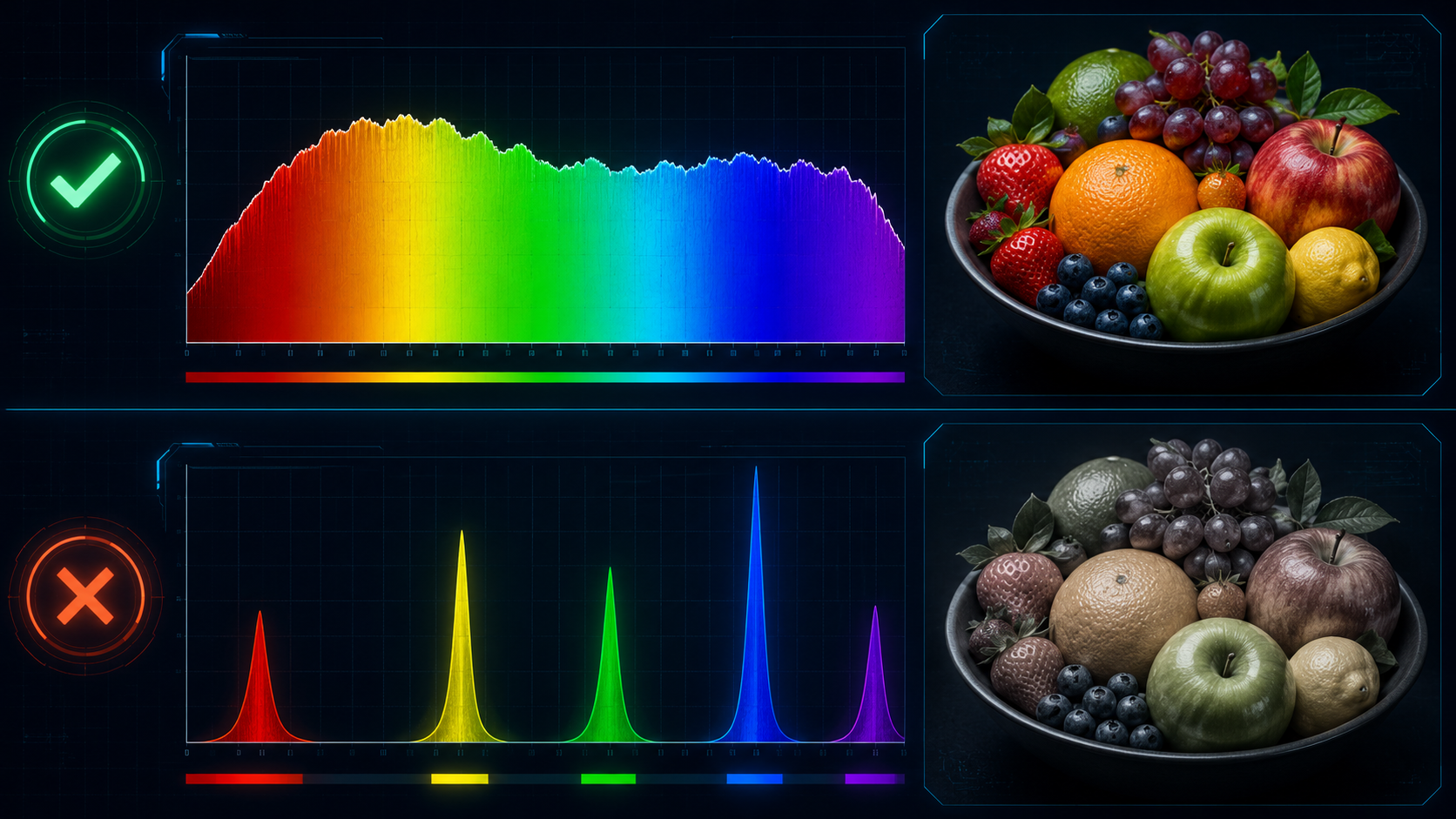 Full Spectrum vs Spiky Spectrum フルスペクトル vs スパイキースペクトル